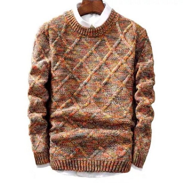 Suéter de invierno para hombre, parte superior de punto grueso, cuello redondo, ropa para hombre, chaqueta interior de manga larga, ropa de moda para hombre