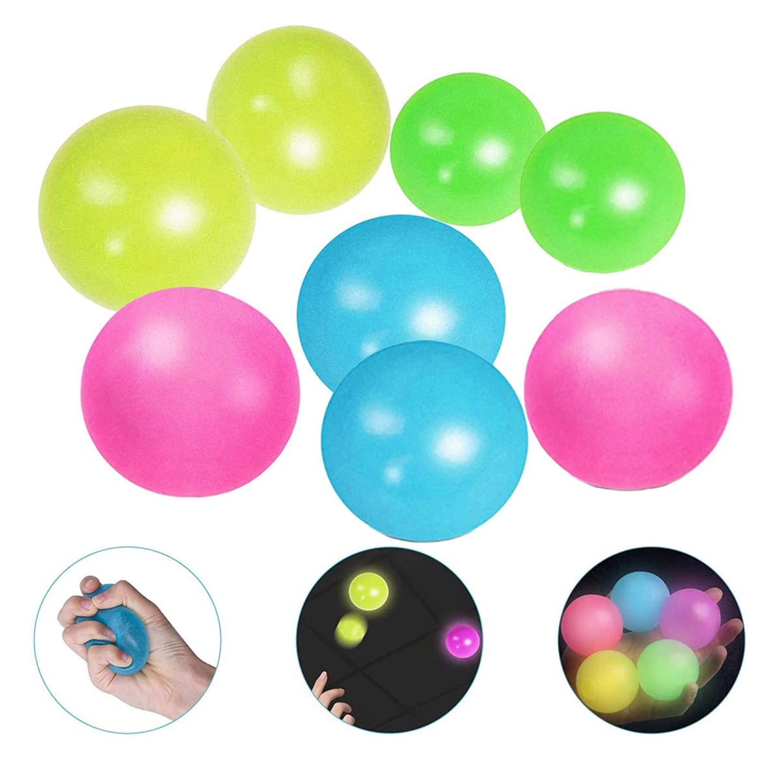Details about   4Pc Fluorescent Sticky Wall Balls Sticky Ball Ceiling Relief Globbles Stress Toy 