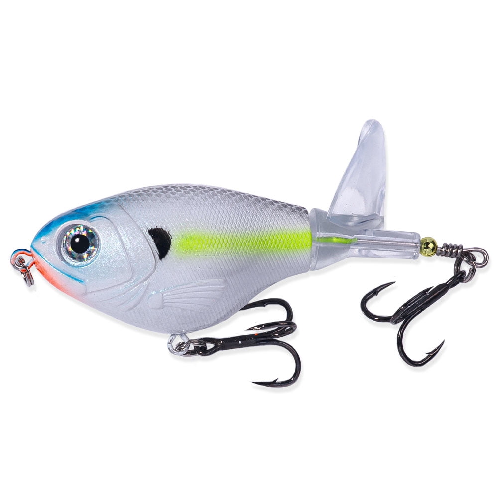 HENGJIA 6PCS Topwater Fishing Lures Bass Baits and Lures, Top Water Bass Lures with Rotating Tail, Top Water Floating Pencil Plopper Lures Freshwater or Saltwater