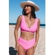 thumbnail image 4 of ABPHQTO Bañador de bikini con espalda entrecruzada y fruncido en torcedura de rosa para mujer, 4 of 5