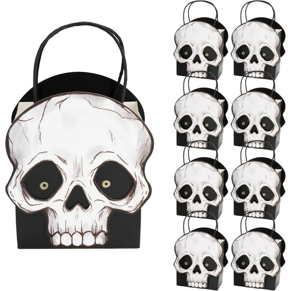Cheerland Skeleton Gift Bag for Monster Bash Spooky Skull Party Favor Goodie Bags, 8Pcs