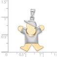 thumbnail image 3 of 14k Two Tone Gold Puffed Boy with Hat on Right Engravable Charm (1.2in long x 0.8in wide), 3 of 4