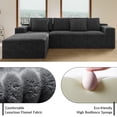 thumbnail image 6 of 104.3" L-Shaped Corduroy Sectional Sofa , No-Assembly Modular Couch, Deep Seat Recliner Lounge with 2 Pillows，Living Room & Bedroom, Gray, Left, 6 of 7
