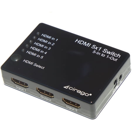 Cirago HDMSWITCH5X1 HDMI 5-In to 1-Out Switch, Black Cirago HDMSWITCH5X1 HDMI 5-In to 1-Out Switch, Black