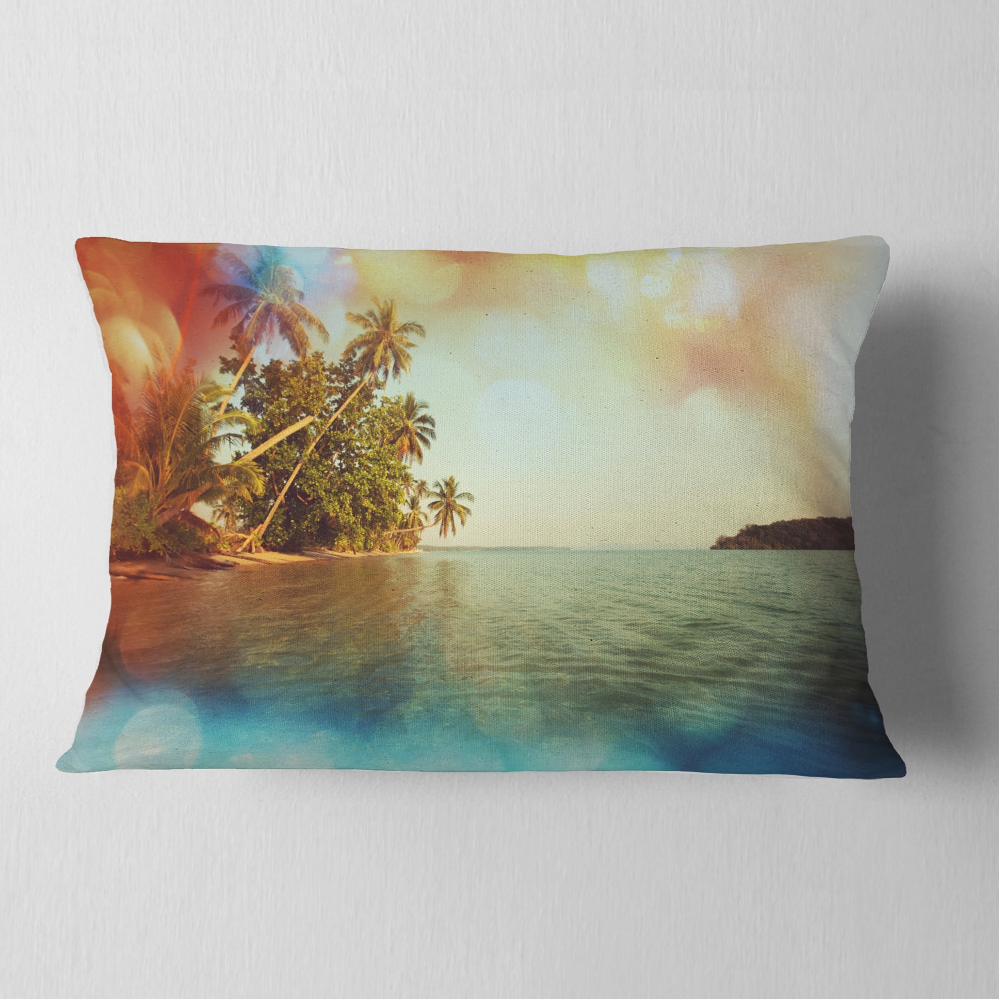 Designart 12" x 20" Blue Polyester Throw Pillow