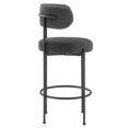 thumbnail image 4 of Bar Stool Chair Barstool, Set of 2, Dark Grey Gray, Fabric, Metal, Pub Cafe Bistro Dining Kitchen Hospitality Restaurant, Modern Contemporary HB35919, 4 of 11