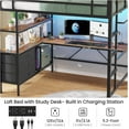 thumbnail image 5 of Aunfebrco Metal Loft Bed Full Size with L-Shaped Desk and 3 Fabric Drawers, Full Loft Bed Frame with LED Lights and Charging Station, Safety Guard & Ladder & 3 Storage Shelves, Black, 5 of 10