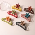 thumbnail image 3 of Eoperou Large Hair Claw Frosted Textures Flower Decor Semi-circle Hollow Large Shark Clip Hairpin Strong Grip Back Head Hair Clip, 3 of 8