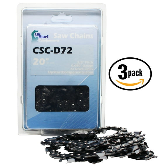 3-Pack 20" Full Chisel Saw Chain for Makita DCS460 Chainsaws - (20 inch, 3/8" Pitch, 0.050" Gauge, 72 Drive Links, CSC-D72) - UpStart Components
