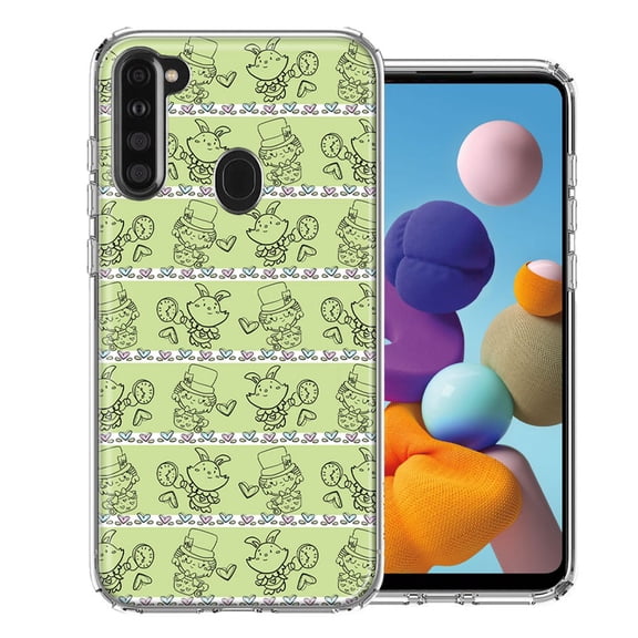 MUNDAZE For Samsung A21 Wonderland Hatter Rabbit Design Double Layer Phone Case Cover