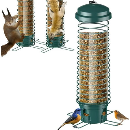 Bird Feeder for Outside, Squirrel Proof Bird Feeders for Outdoors Hanging, Metal Wild Bird Seed Feeders for Bluebird, Cardinal, Finch, Sparrow, Blue Jay, 4 Ports, Chew-Proof, Weather-Resistant