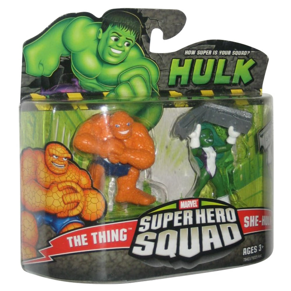 Marvel Super Hero Squad Incredible Hulk Figure Set She Hulk The Thing