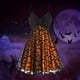 thumbnail image 3 of Disfraces de Halloween para mujer, disfraz de Halloween vintage con estampado de Halloween, vestido de malla de doble capa con cuello en V, disfraz de Halloween para mujer, 3 of 5