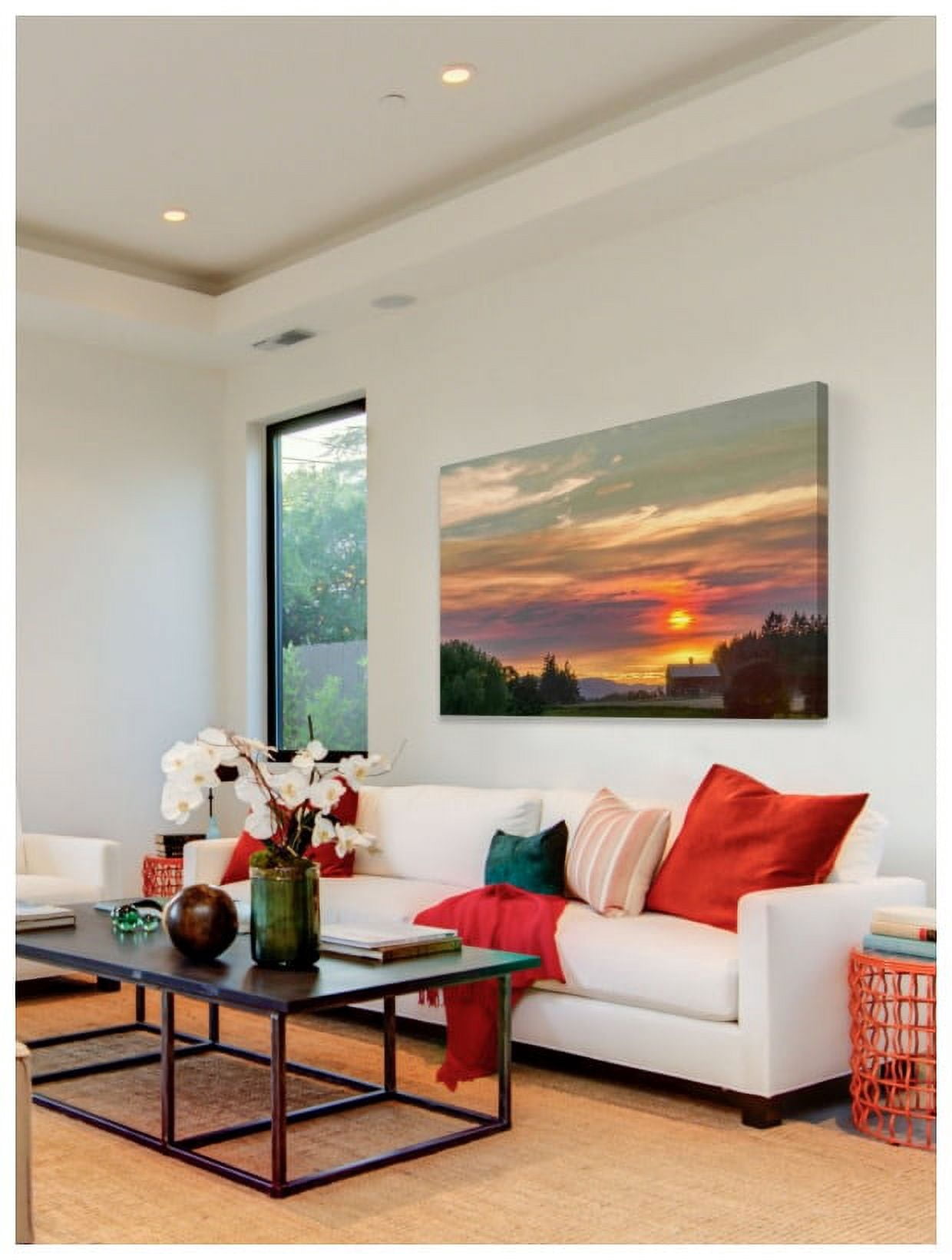 "Barn on the Ridge at Sunset" Painting Print on Wrapped Canvas