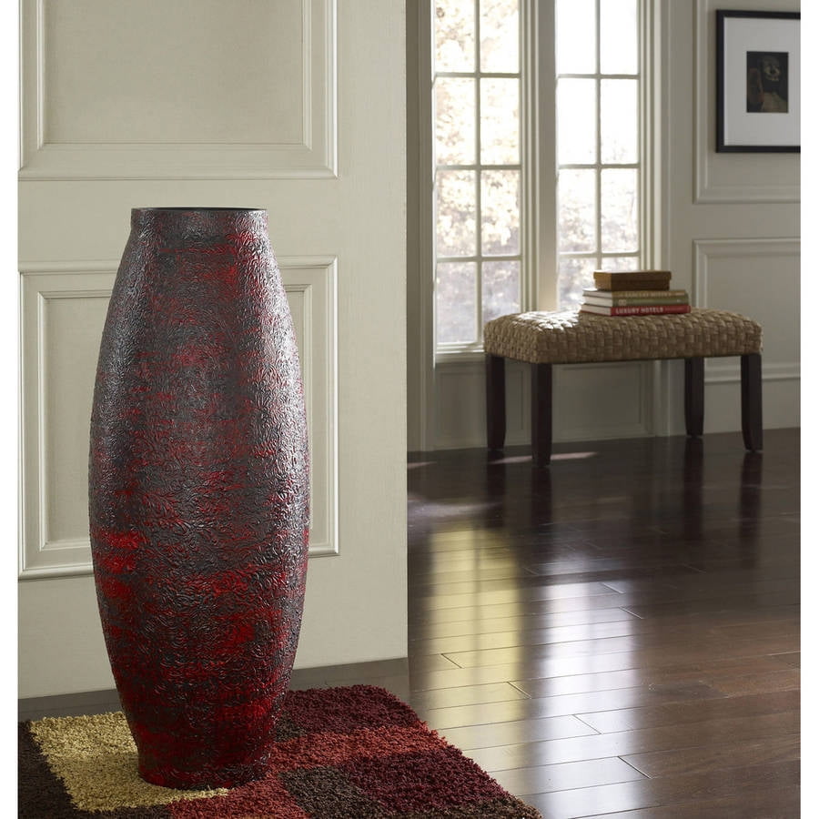 Embossed Red Decorative Vase