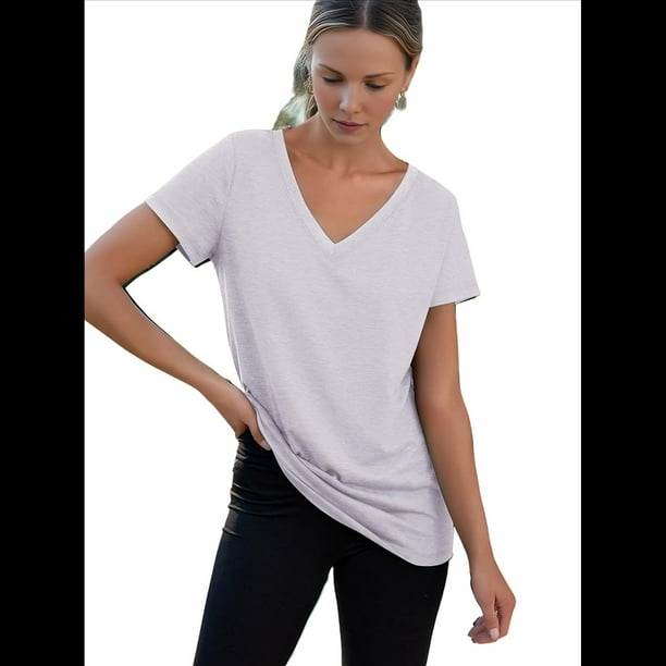Camiseta Informal con Cuello en V para Mujer, Color , Talla M