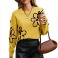 thumbnail image 2 of Suéter Informal de Larga con Cuello Redondo y Hombros Caídos para Mujer, Tejido de Punto Amarillo M, 2 of 9