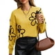 thumbnail image 2 of Suéter Informal de Larga con Cuello Redondo y Hombros Caídos para Mujer, Tejido de Punto Amarillo M, 2 of 9