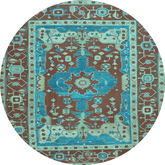 Ahgly Company Indoor Round Persian Light Blue Traditional Area Rugs, 7' Round