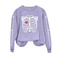 thumbnail image 5 of Halloween Skeleton Printed Sweatshirt For Women Fall Fleece Lined Crewneck Long Sleeve Pullover Tops S-XXL, 5 of 6