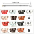 thumbnail image 3 of New Punk Style Women belt PU Leather Double Hole Pin Buckle Waist Belt for Jeans Waist Chain Luxury Belts Decorative Brown With chain, 3 of 9