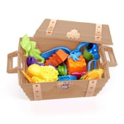 Play Day Treasure Chest with 20-Piece Sand Toys, Brown