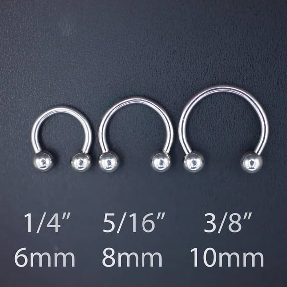 16G Septum Ring, Horseshoe, Curved Barbell, Circular Bent with Balls Ends in Gold, Rainbow, Rose Gold, Black and Silver Colors