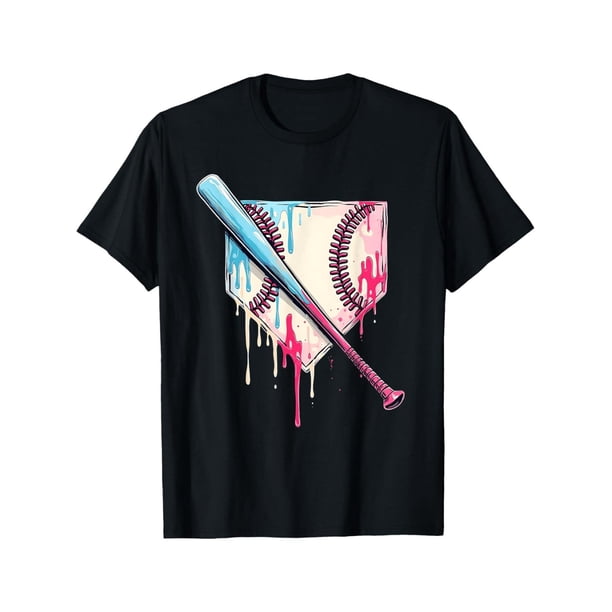 Kids Cool Sport Baseball Home Plate Drip With Sprinkles Drip T-Shirt Trendy Cotton Tops Short Sleeve, Street Short Sleeve Tee, Comfort Tee, Casual Summer Tee, Must-have Fashionable Tee