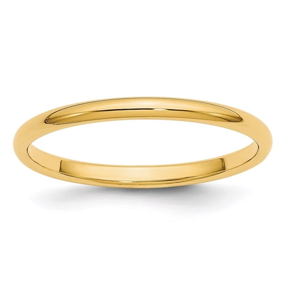 Diamond2Deal 10k Yellow Gold 2mm Half Round Wedding Band for Women Size- 10