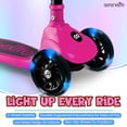 thumbnail image 3 of 3-Wheel Foldable Kids Scooter - Child Toy Scooter with Built-in LED Wheel Lights, and Easy Maneuvering Lean-to-Steer Technology (Pink), 3 of 4