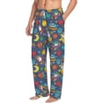 thumbnail image 2 of Uemuo Cartoon Space Pattern Men's Wide Leg Palazzo Lounge Pants with Pockets Light Weight Loose Comfy Casual Pajama Pants-X-Large, 2 of 9