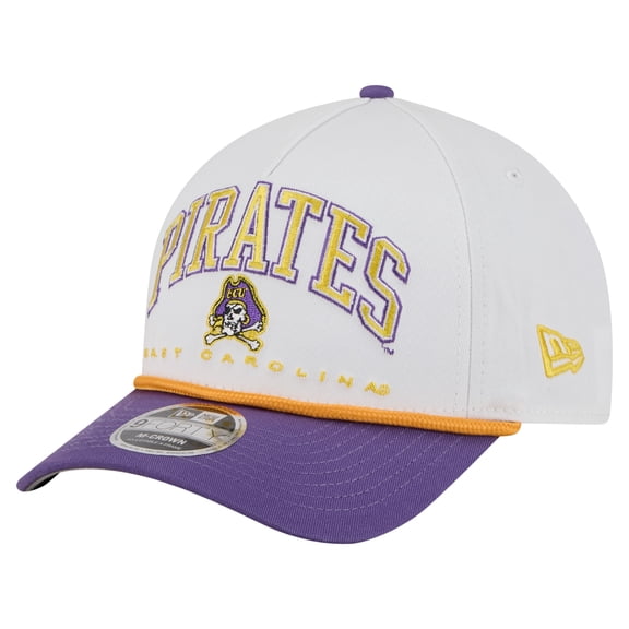 Men's New Era White/Purple ECU Pirates Arch Two-Tone Rope 9FORTY A-Frame M-Crown Adjustable Hat