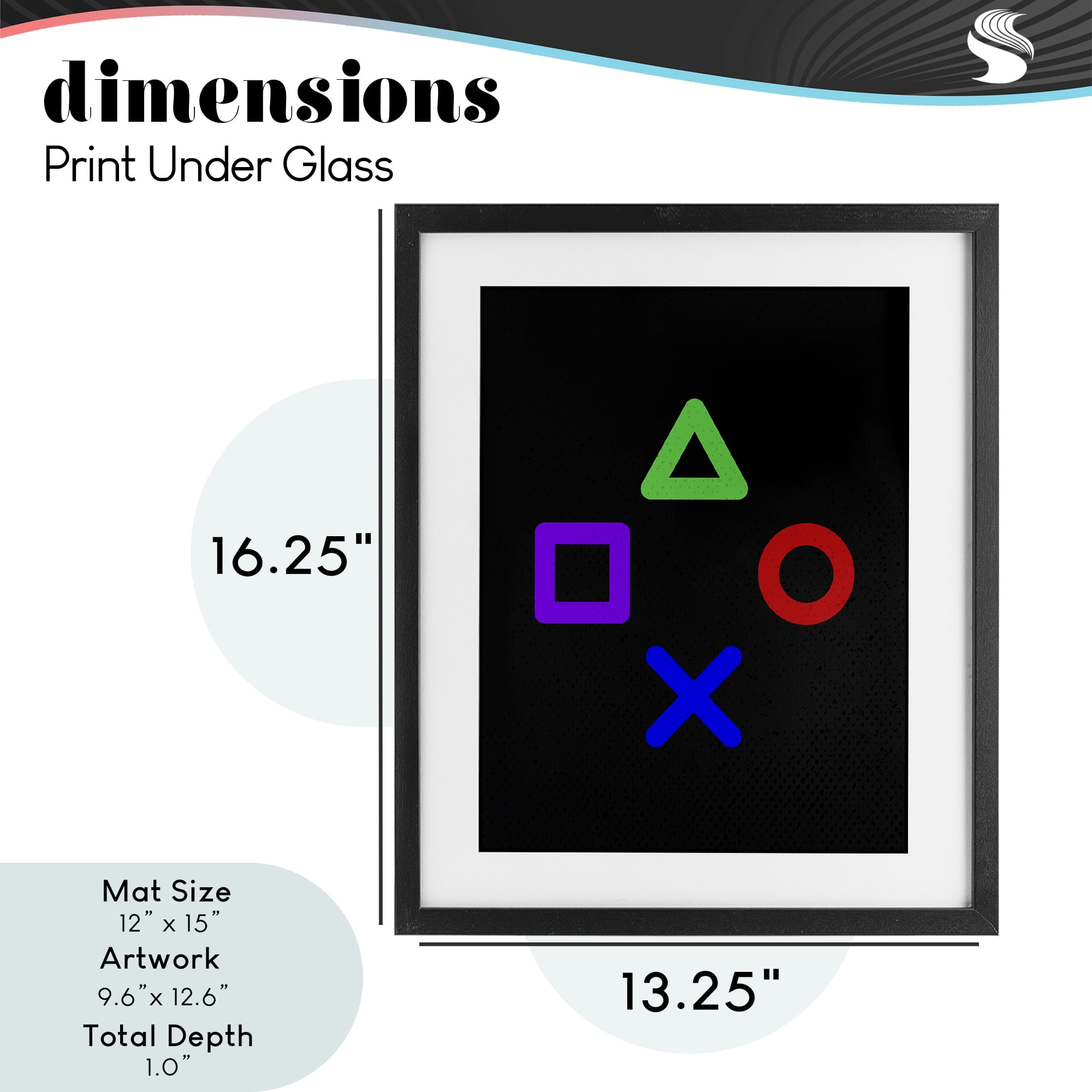 Game Button Shapes Black Framed Print Under Glass, design by Kim Allen