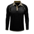 thumbnail image 2 of Fnooota Big & Tall Men's Casual Polo Shirts, Work Pullover Spring Fall Collared Long Sleeve Tops Black Size 3XL, 2 of 5
