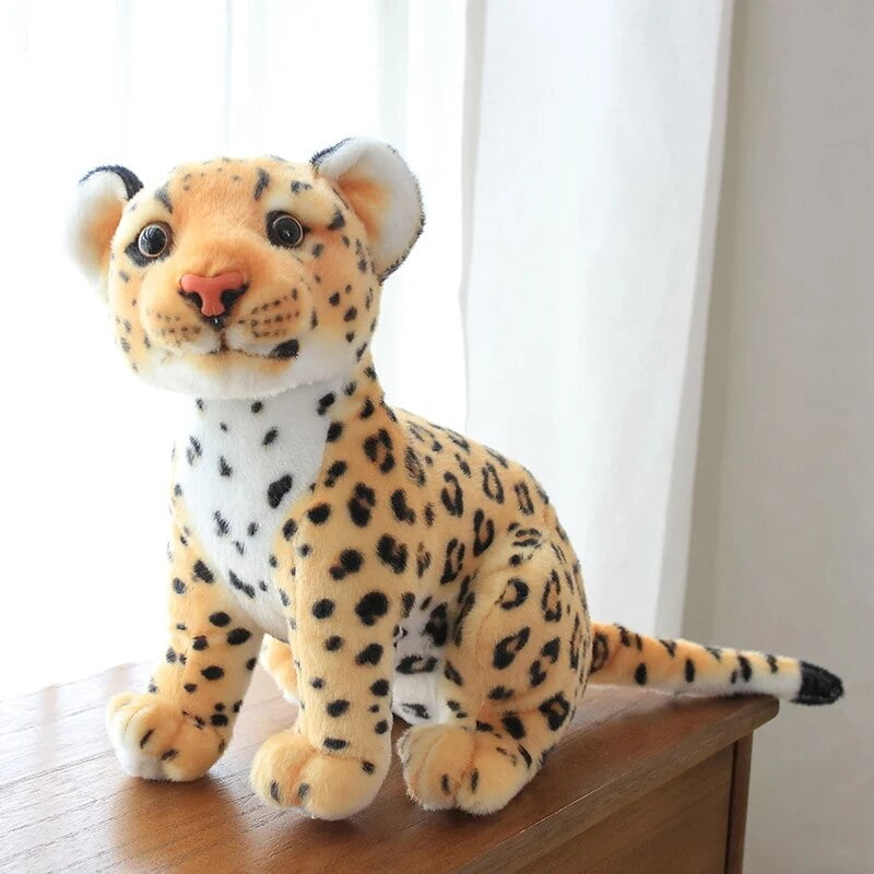 Senbaida 23cm Simulation Snow Leopard Cheetah Plush Toy Stuffed Soft Forest Animal Lion Doll Toys For Kids Girls Xmas Birthday Gift Decor 23cm Brown L