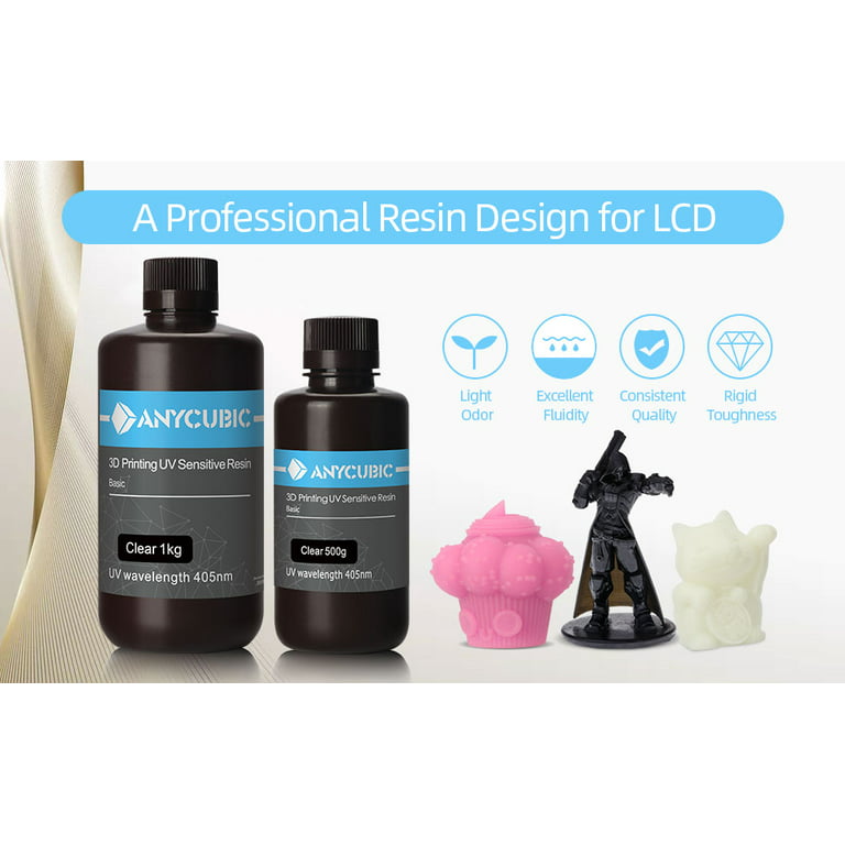 ANYCUBIC 3D Printer Resin, 405nm UV Photopolymer Resin for LCD 3D Printing  , 1kg Clear 