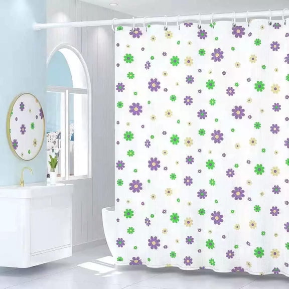 Decorative PEVA Shower Curtain Liner Set with Plastic Hooks - 72" W x 72" H Waterproof Bathroom Shower Curtain Set