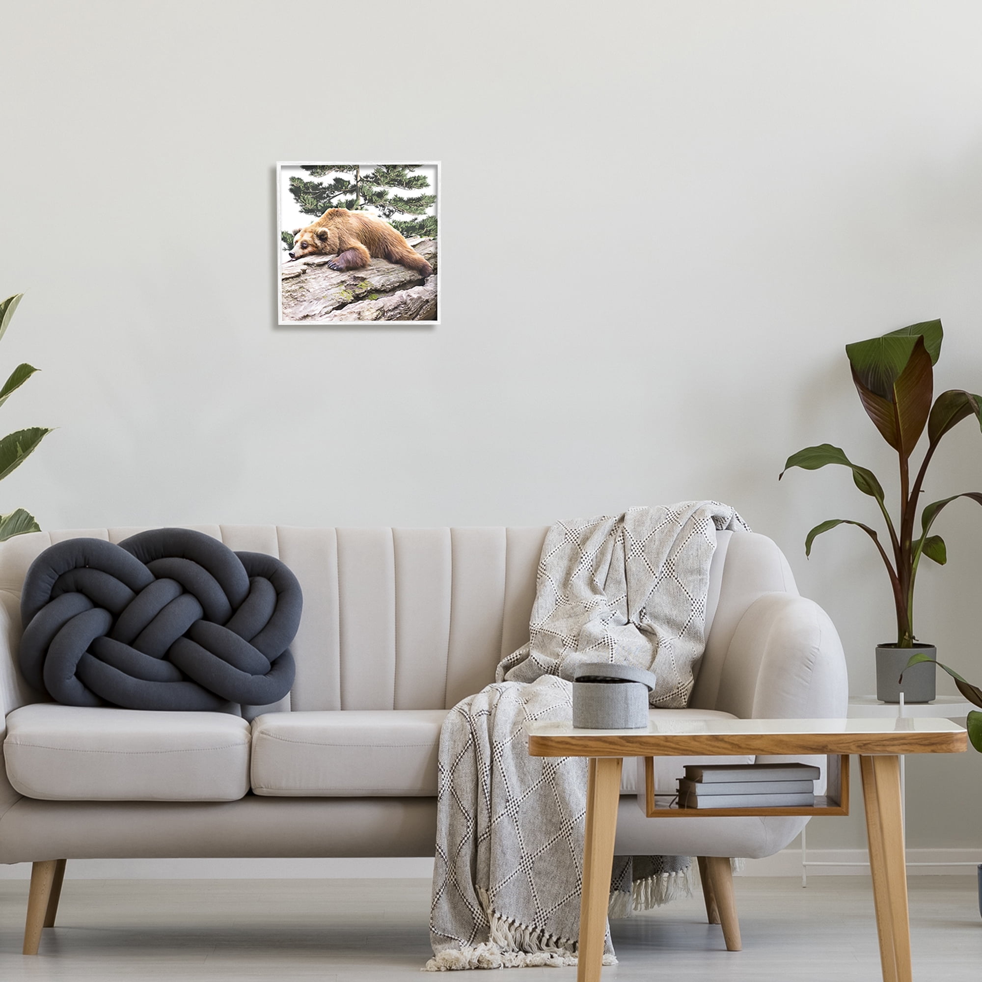 Stupell Sleeping Brown Bear Wildlife Animals & Insects Painting White Framed Art Print Wall Art