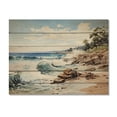 thumbnail image 3 of Designart "Coastal Serenity Rocky Beach painting II" Nautical & Beach Print on Natural Pine Wood, 3 of 5