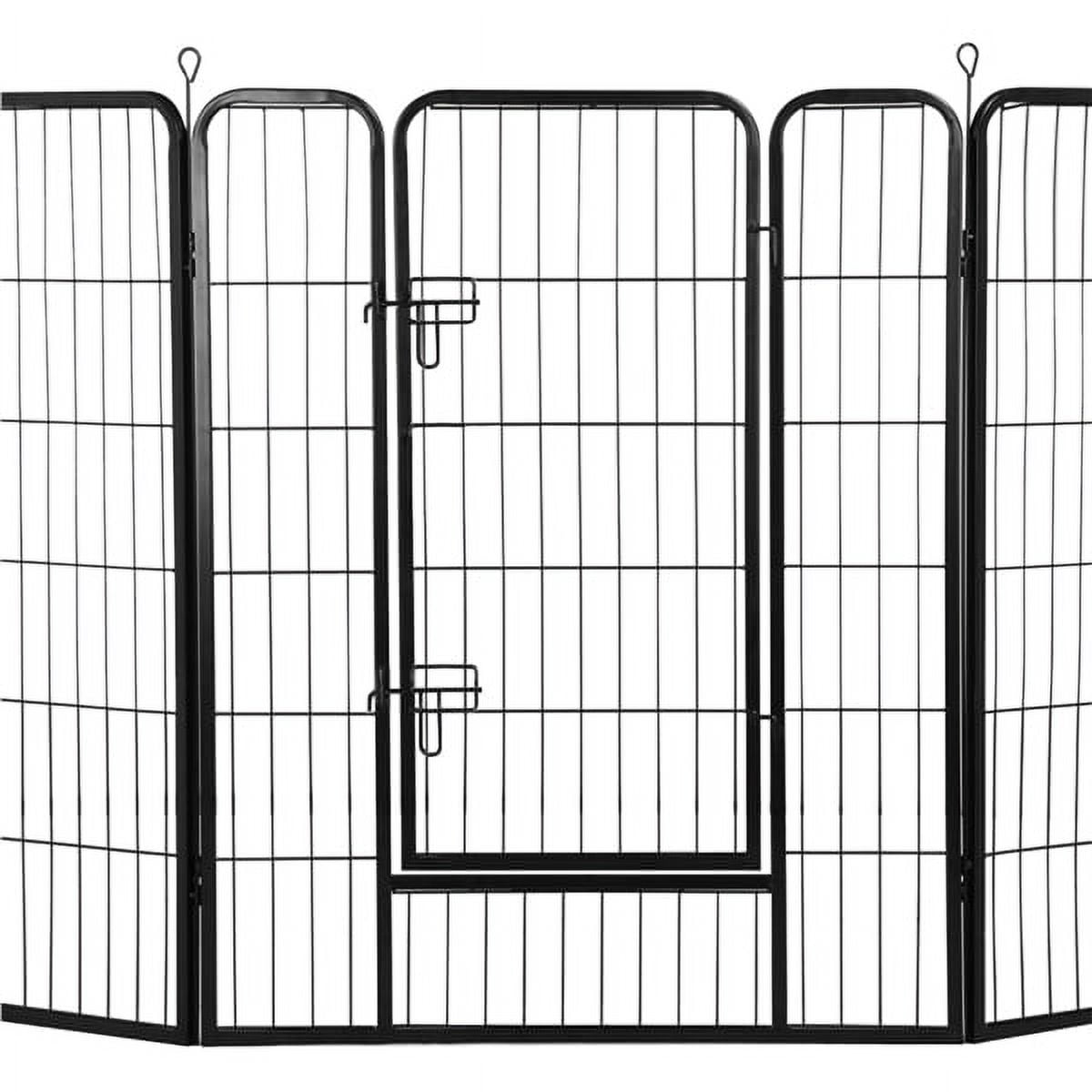 Alden Design 40"H Heavy Duty Black Iron Dog Playpen, 8 Panels
