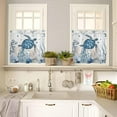 thumbnail image 4 of 3PCS Kitchen Curtains Valance and Tiers Set Semi Sheer Kitchen Curtain Valance Window Summer Ocean Turtle Coral Shell Conch Starfish White Tier & Valance Set Rod Pocket Valance, 54"x18"/27.5"x36"x2, 4 of 6