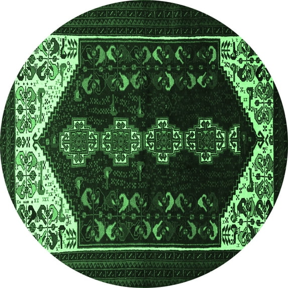 Ahgly Company Indoor Round Persian Emerald Green Traditional Area Rugs, 6' Round