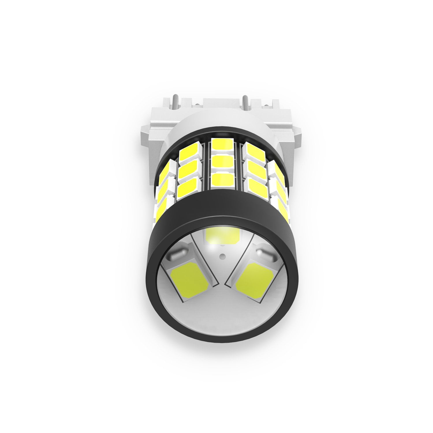 Alla Lighting 3156 3157 LED Strobe Flashing Brake, Reverse Lights Bulb 2835-SMD 3157 LED Back-up, Brake Stop TaIl Lights Replacement for Cars, Trucks, 6000K Xenon White (Set of 2)