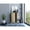 Beige, variant on 32" H Black Coffee Cart With Cabinet, 4 Wheels, 1 Divided Storage Shelf, Folding Door, 6 Bottle Slots & 2 Side Shelves Aluminum Exterior Bar-coffee Cabinet Variety, Shelf Fashion, Spaces Holder