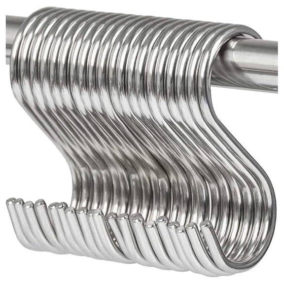 Abbex-Stainless Steel S Hooks Pack of 10 (Silver) – Heavy Duty Multipurpose Hanging Hooks for Kitchen, Closet, and Utility Organization