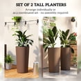 thumbnail image 4 of Outsunny Set of 2 Large Outdoor Planters, 29" Tall Weather Resistant PP Flower Pots for Patio, Garden & Porch, Stackable UV Resistant Brown Tapered Pots for Indoor & Outdoor Use, 4 of 8