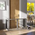 thumbnail image 2 of PawHut Wooden Pet Fence with Support Feet Light Grey, 2 of 10