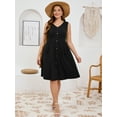 thumbnail image 3 of SHOWMALL Women Plus Summer Midi Dresses Sleeveless Casual Loose Black 4X Swing Button Down Beach Dress with Pockets, 3 of 6