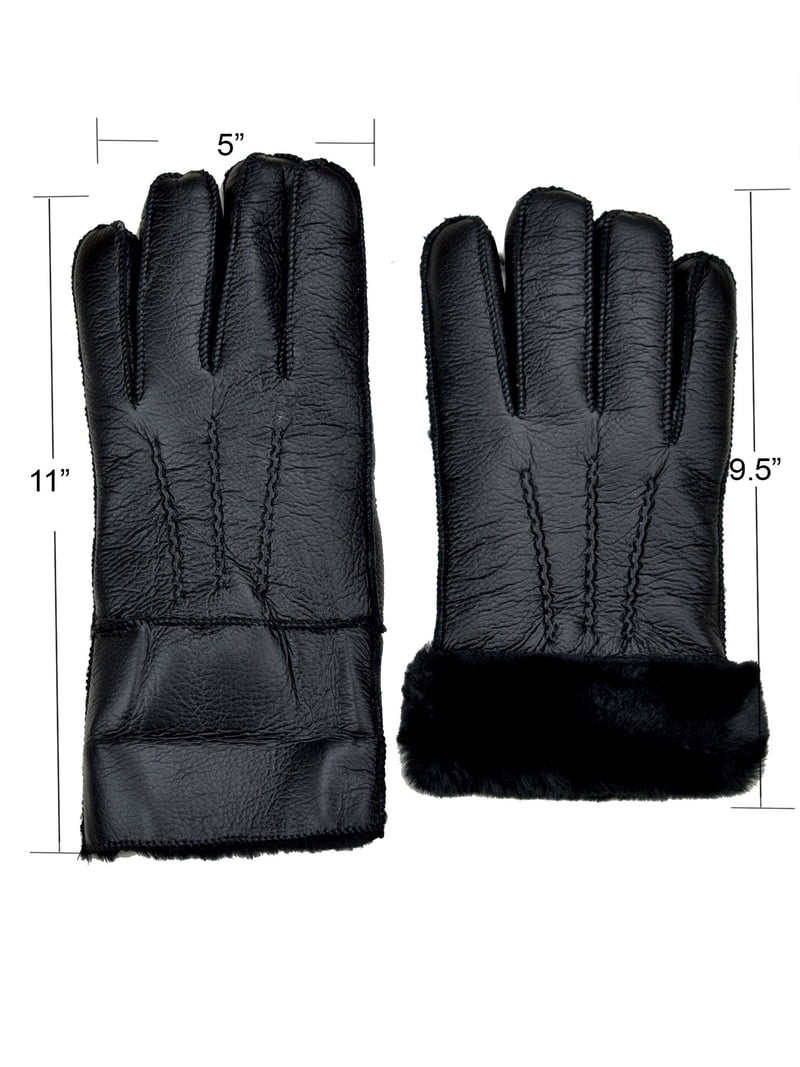 Unisex Faux Leather Winter Gloves - Thick Fur Lined, Warm For Driving, Men & Women 13 thumbnail image