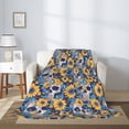thumbnail image 2 of Throw Blanket for Couch Sofa and Bed, Skull daisy yellow blue Super Soft Plush Throw Blanket, Fuzzy Cuteness Comfy Warm Washable Flannel Blanket & Throws for All Season 80"x60", 2 of 5